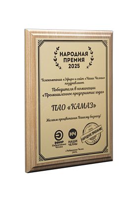 «КАМАЗ» награждён дипломом победителя народной премии «Эфир – Наши Челны»